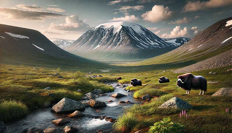 Illustrasjon av Dovrefjell nasjonalpark